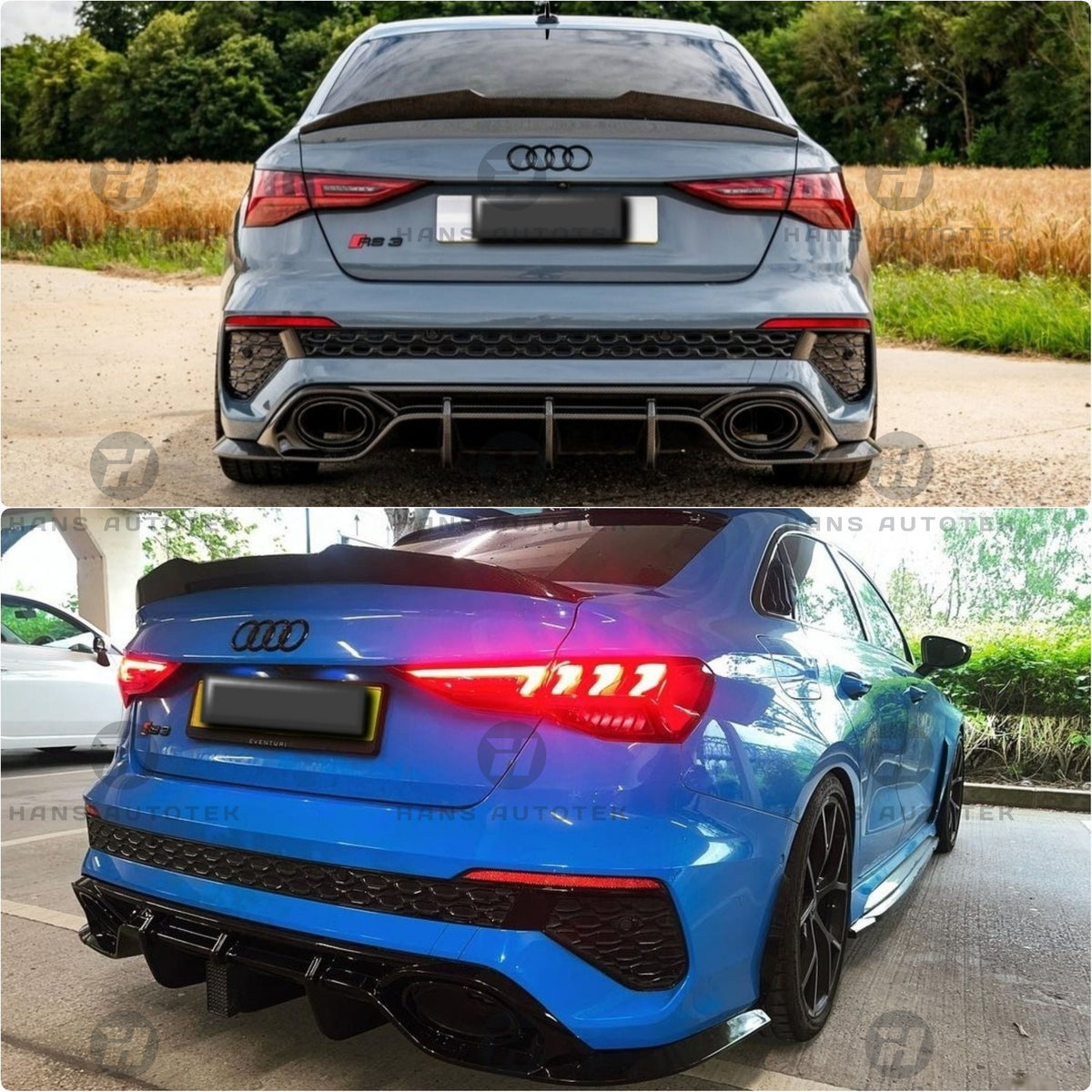 PSM Style Carbon Fiber Rear Trunk Spoiler For Audi A3 S3 RS3 GY Sedan ( 2022 - 2024)