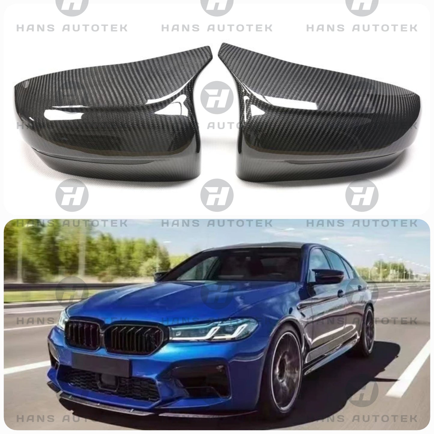 BMW F90 M5 CARBON FIBER ADD-ON PERFORMANCE STYLE MIRROR COVER CAPS