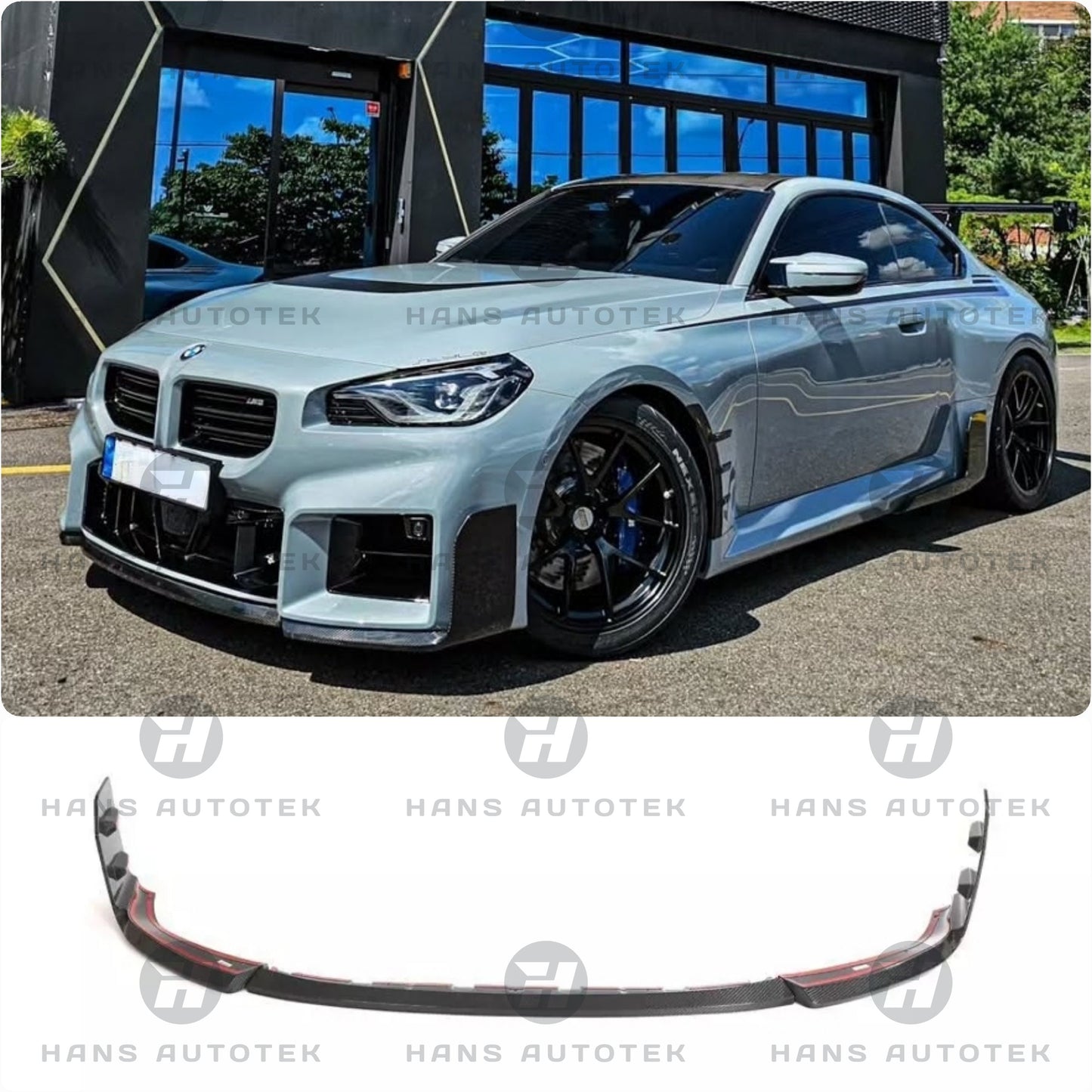 MP STYLE REAL CARBON FIBER FRONT LIP SPLITTER FOR BMW M2 G87 COUPE ( 2022 - UP )