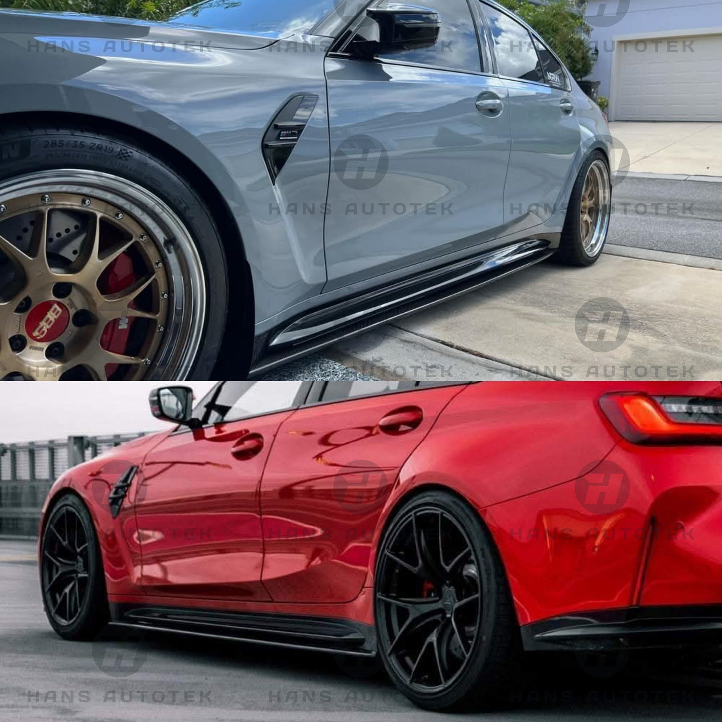 Real Carbon Fiber Side Skirts Extension For BMW M3 M4 G80 G81 G82 G83