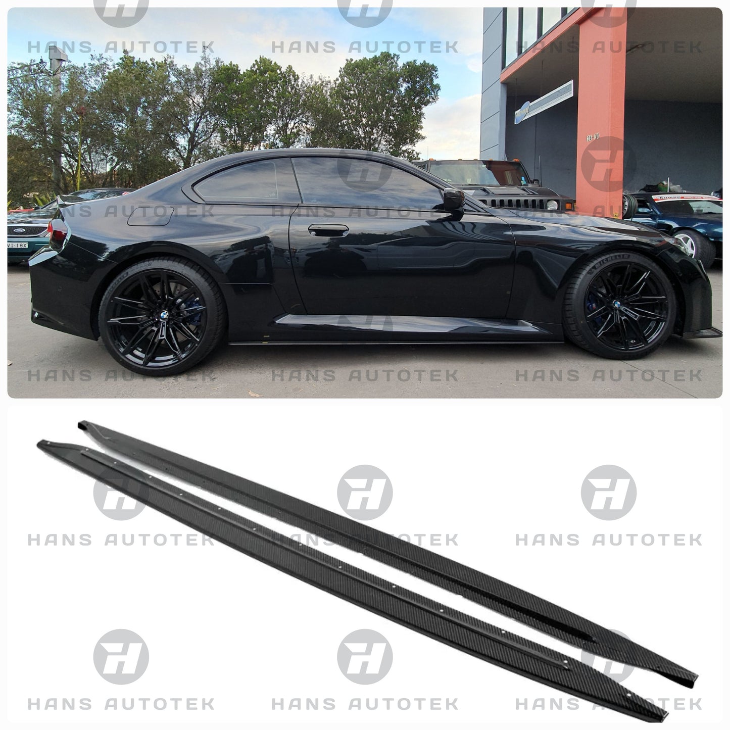 AC STYLE REAL CARBON FIBER SIDE SKIRTS FOR BMW M2 G87 COUPE ( 2022 - UP )