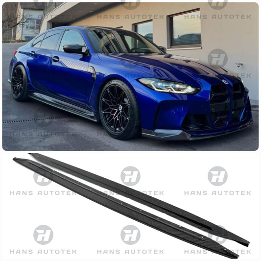 Real Carbon Fiber Side Skirts Extension For BMW M3 M4 G80 G81 G82 G83