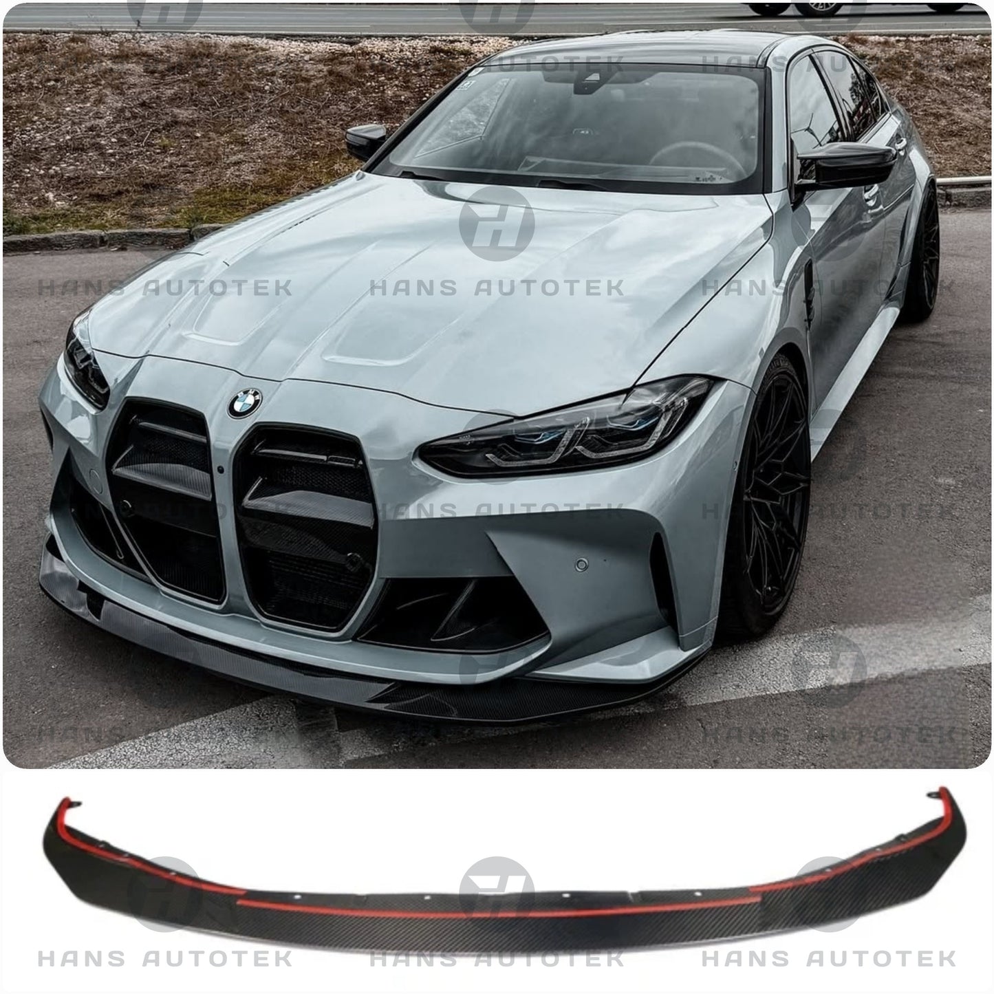 R Style Real Carbon Fiber Front Lip FOR BMW M3 M4 G80 G82 G83 ( 2020 - Up )