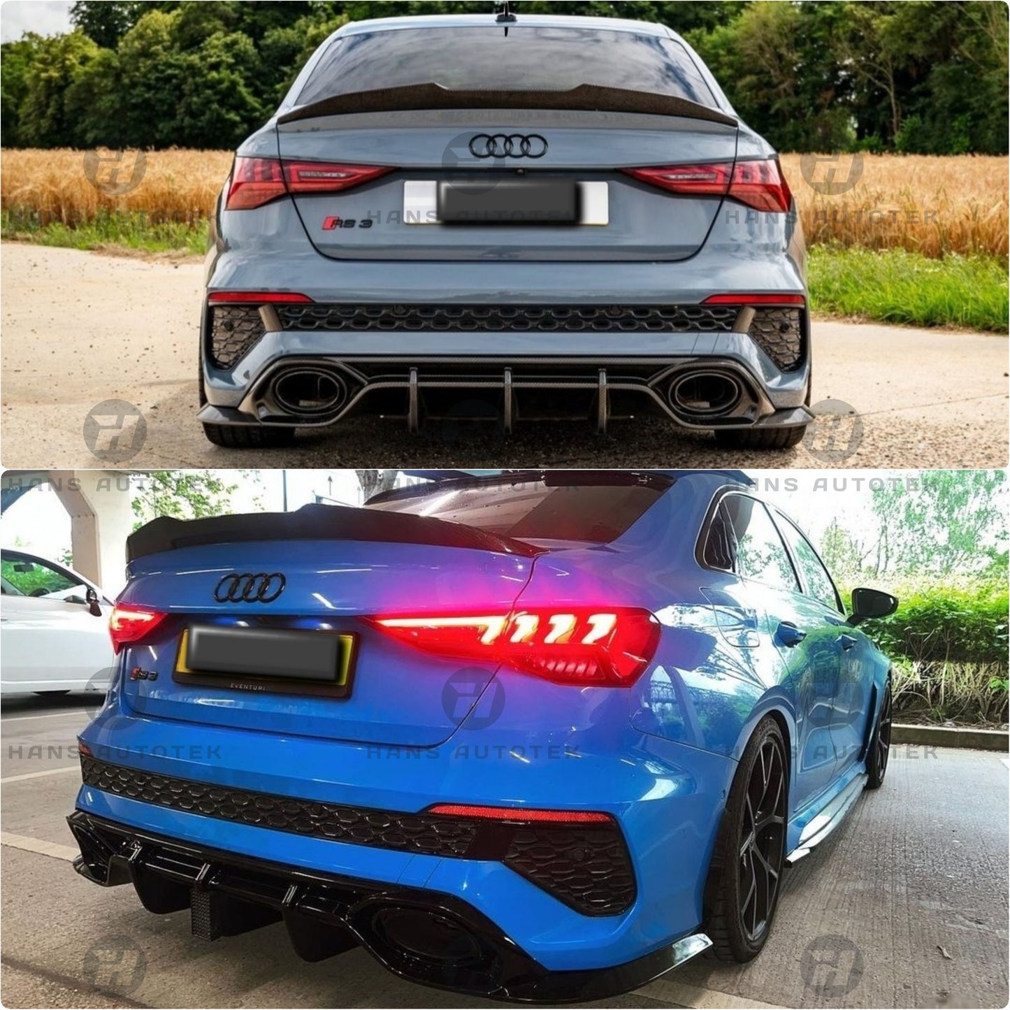PSM Style Carbon Fiber Rear Trunk Spoiler For Audi A3 S3 RS3 GY Sedan ( 2022 - 2024)