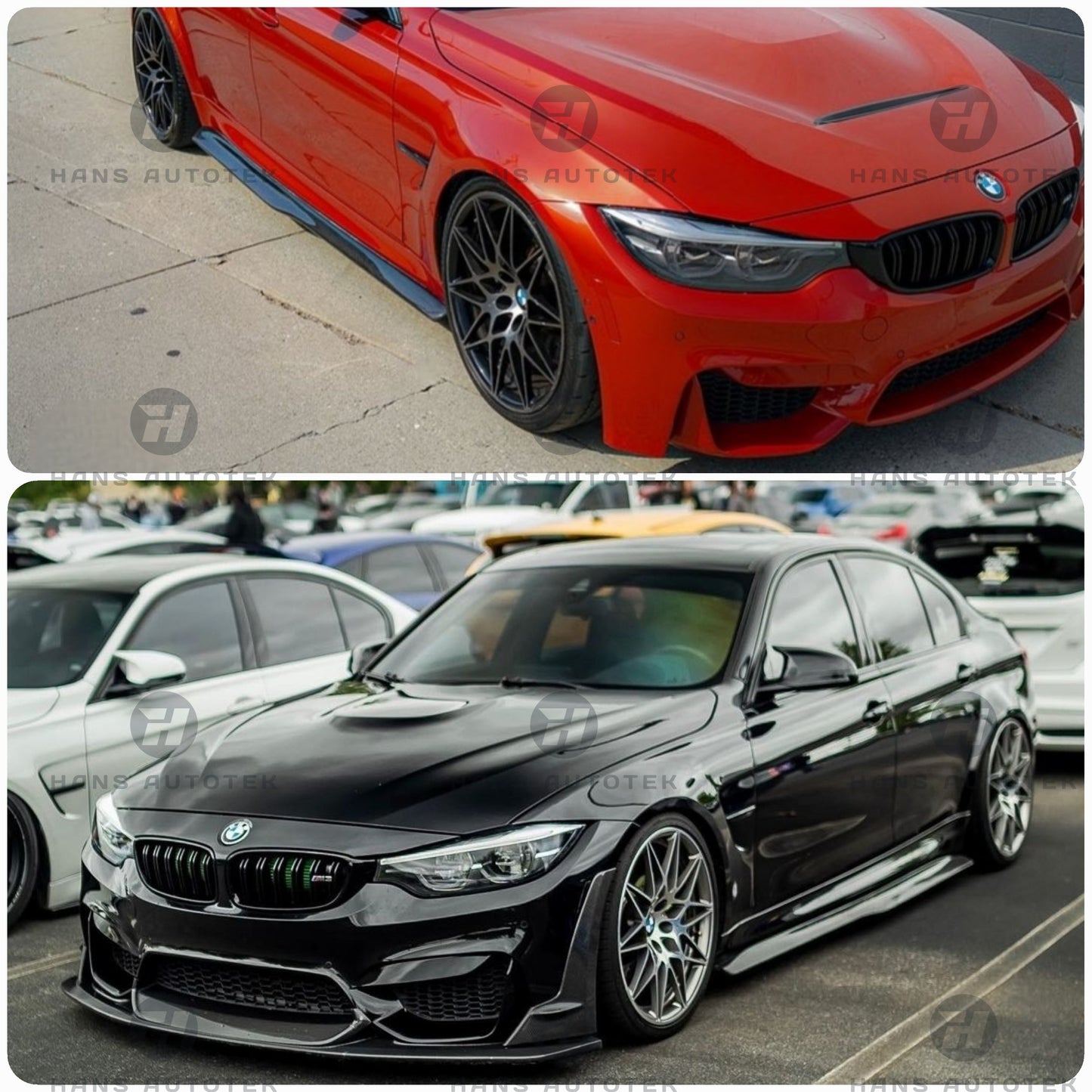 PSM Style Carbon Fiber Side Skirts Extension Lip FOR BMW M3 F80 SEDAN