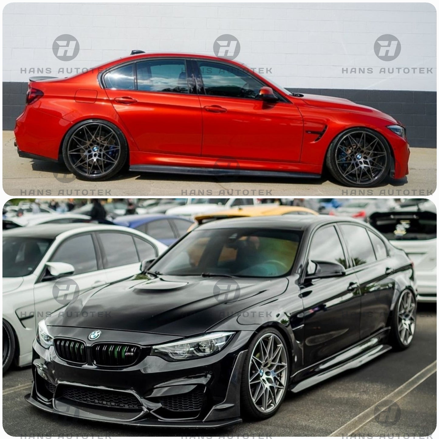 PSM Style Carbon Fiber Side Skirts Extension Lip FOR BMW M3 F80 SEDAN