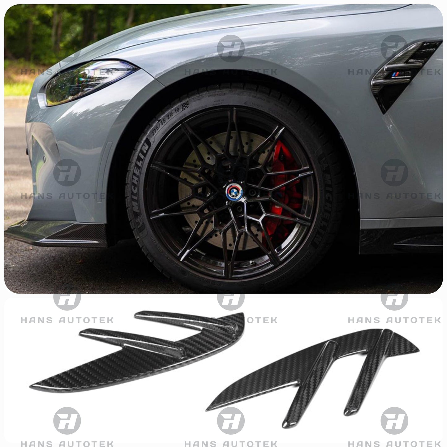 MP Style Full Carbon Fibre Side Fender Trim Vent ADD ON cover FOR BMW G80 G81 M3