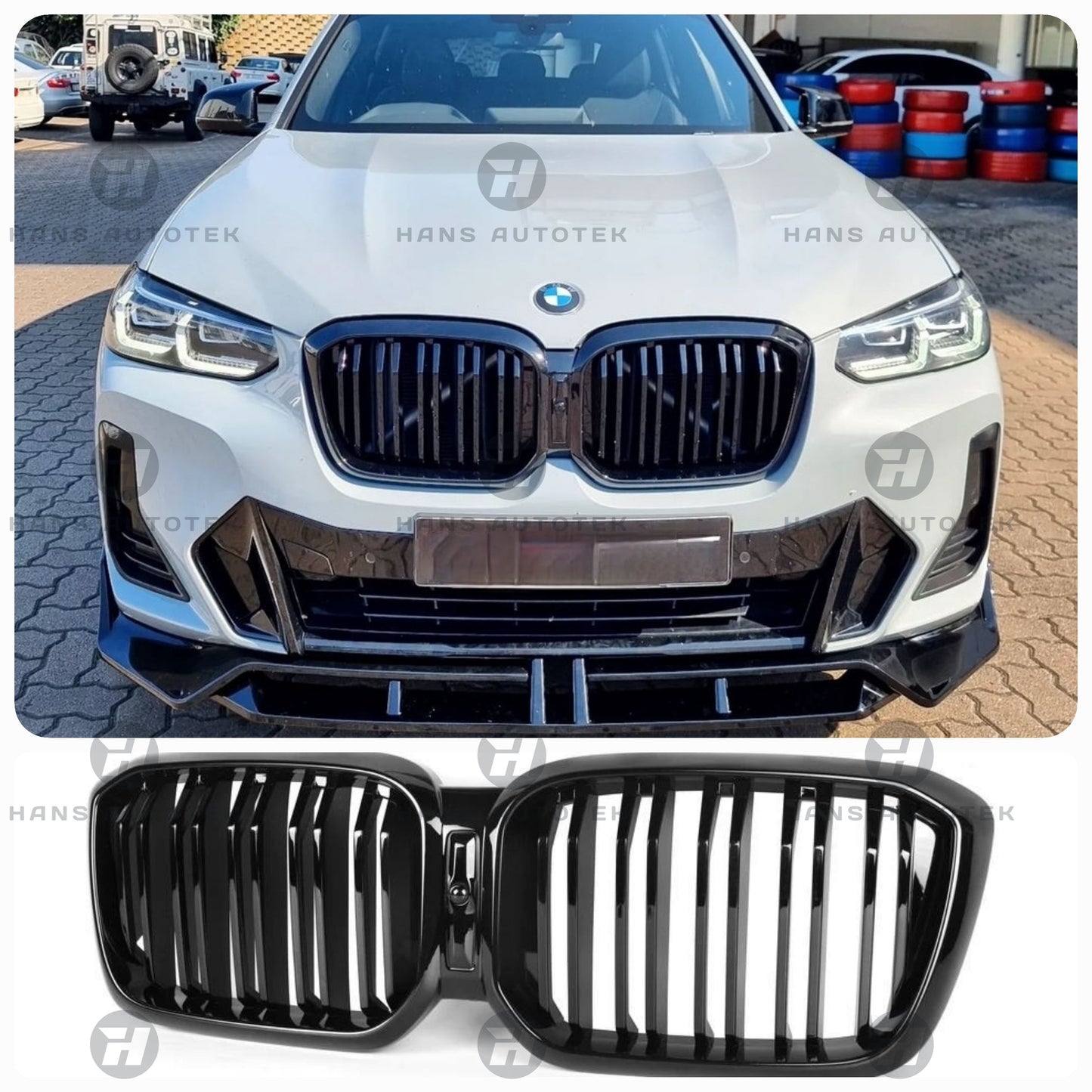 X3M X4M Style Front Bar Grille Grill Bumper for BMW X3 G01 LCI X4 G02 LCI ( 21-24 )