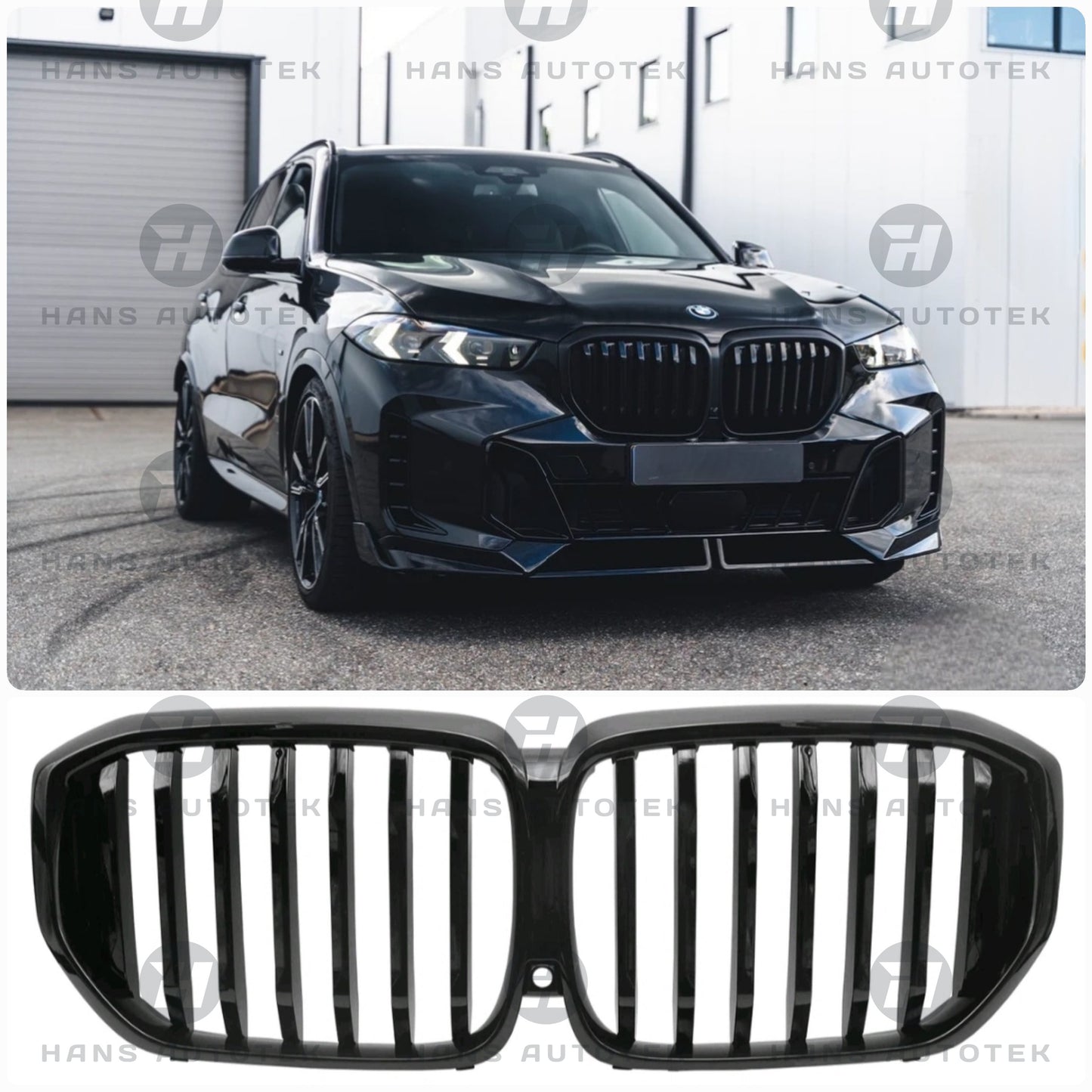 GLOSS BLACK M-STYLE FRONT BAR KIDNEY GRILL SINGLE SLATS FOR BMW X5 G05 LCI 23+