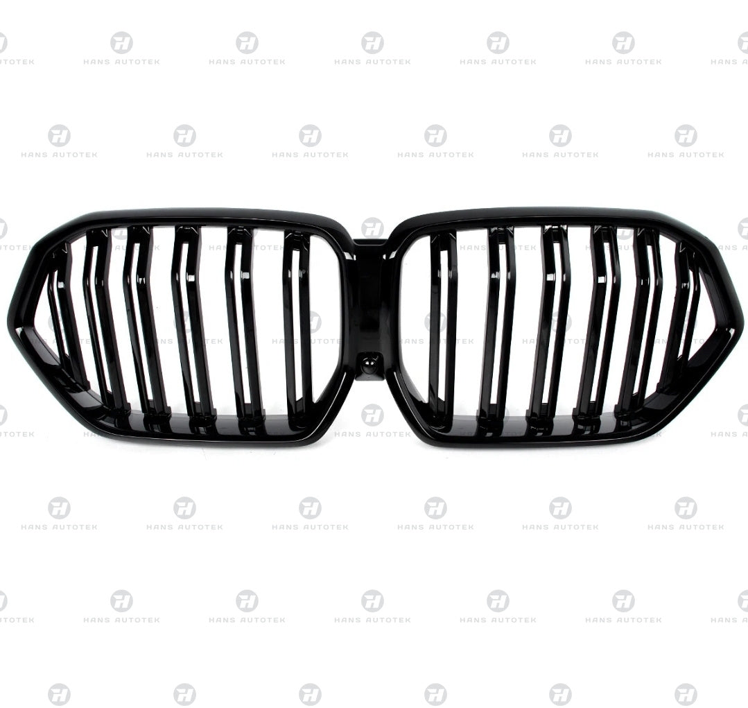 GLOSS BLACK M FRONT BAR KIDNEY GRILL DUAL SLATS FOR BMW X6 G06 F96 X6M ( 19-23)