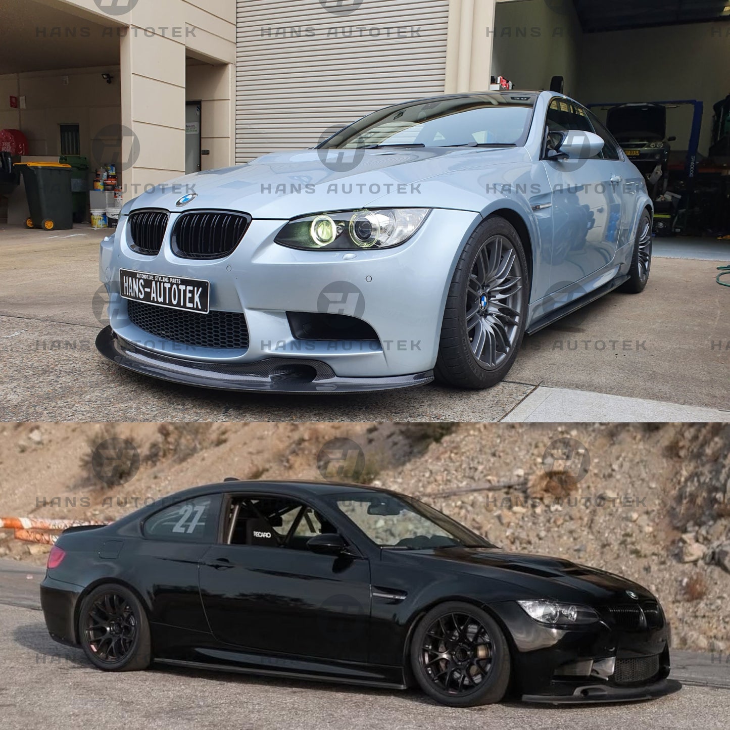 GT4 V2 GT STYLE REAL CARBON FIBER FRONT LIP SPLITTERS FOR BMW M3 E92 E93 E90