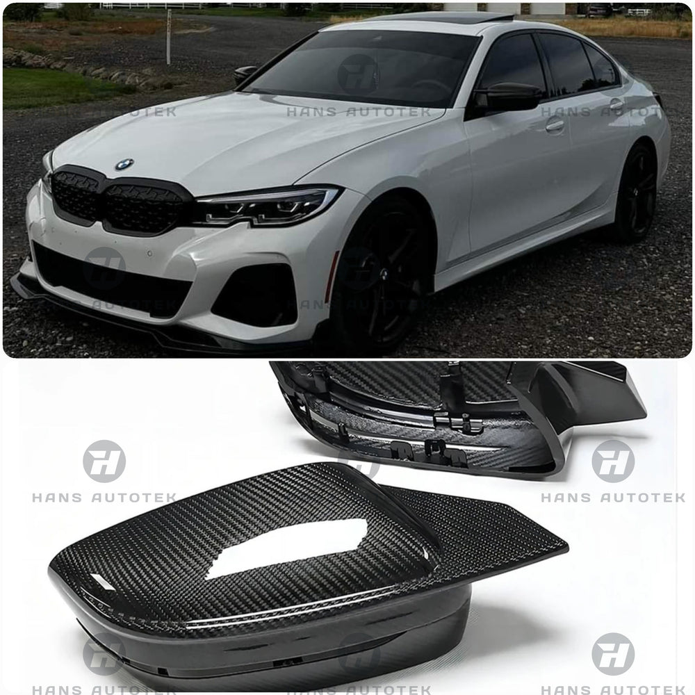 M4 Style Dry Carbon Fiber Mirrors CAP FOR BMW 3 SERIES G20 G21 4 SERI G22 (RHD )