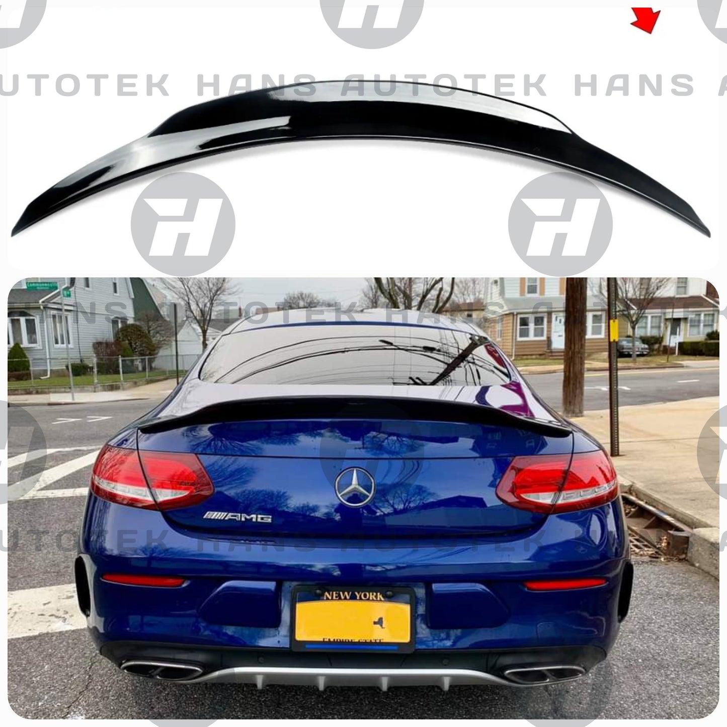 PSM Style Gloss Black Rear Spoiler for Mercedes Benz C Class Coupe C205 63S C43