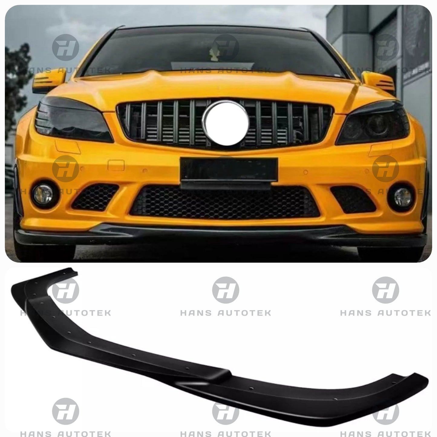 Brabus Style Gloss Black Front Lip  For Mercedes AMG C63 W204 Sedan Wagon (08-11 )