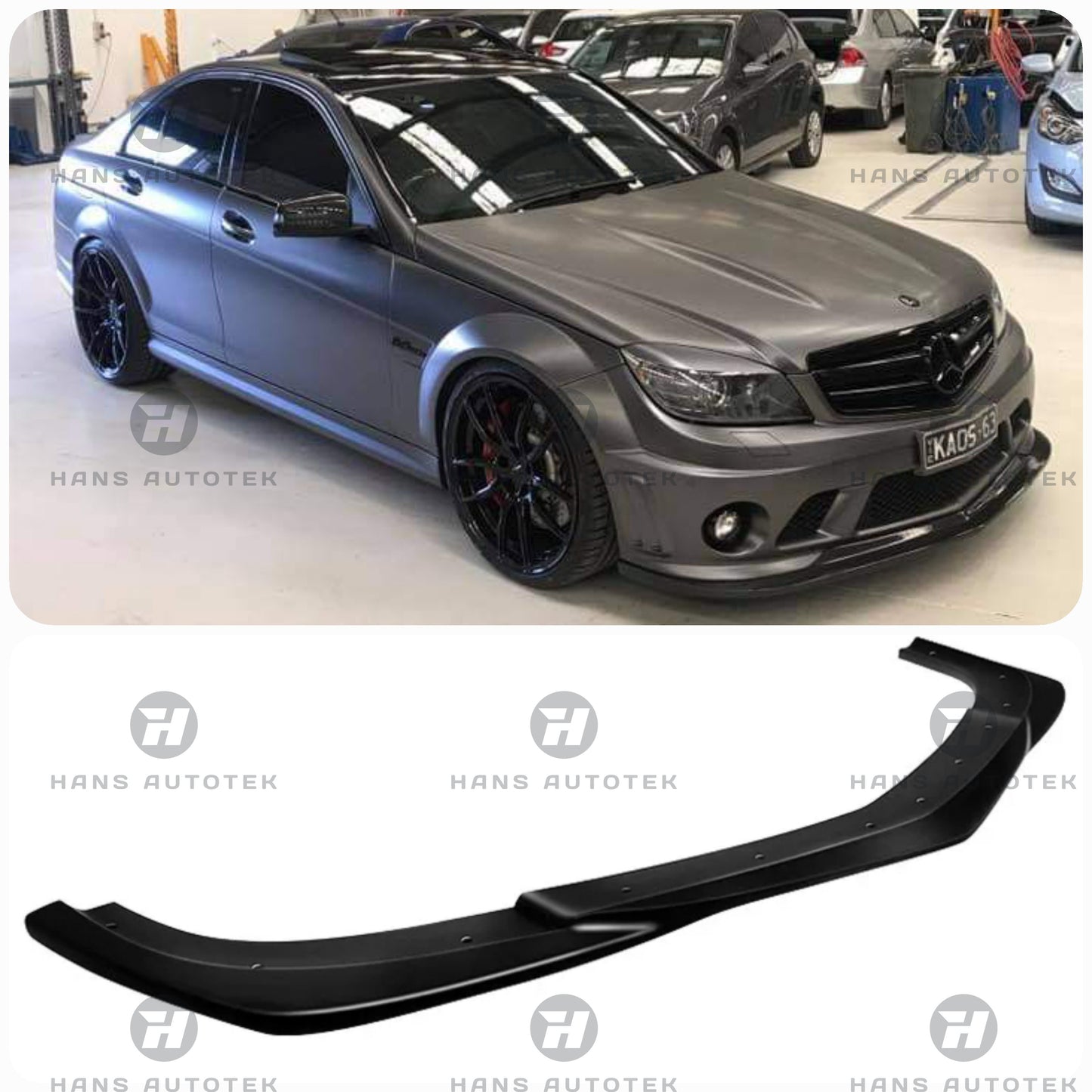Brabus Style Gloss Black Front Lip  For Mercedes AMG C63 W204 Sedan Wagon (08-11 )
