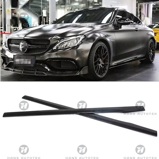 GLOSS BLACK SIDE SKIRTS EXTENSION LIP FOR BENZ CClass W205 C205 C300 C43 C63 AMG