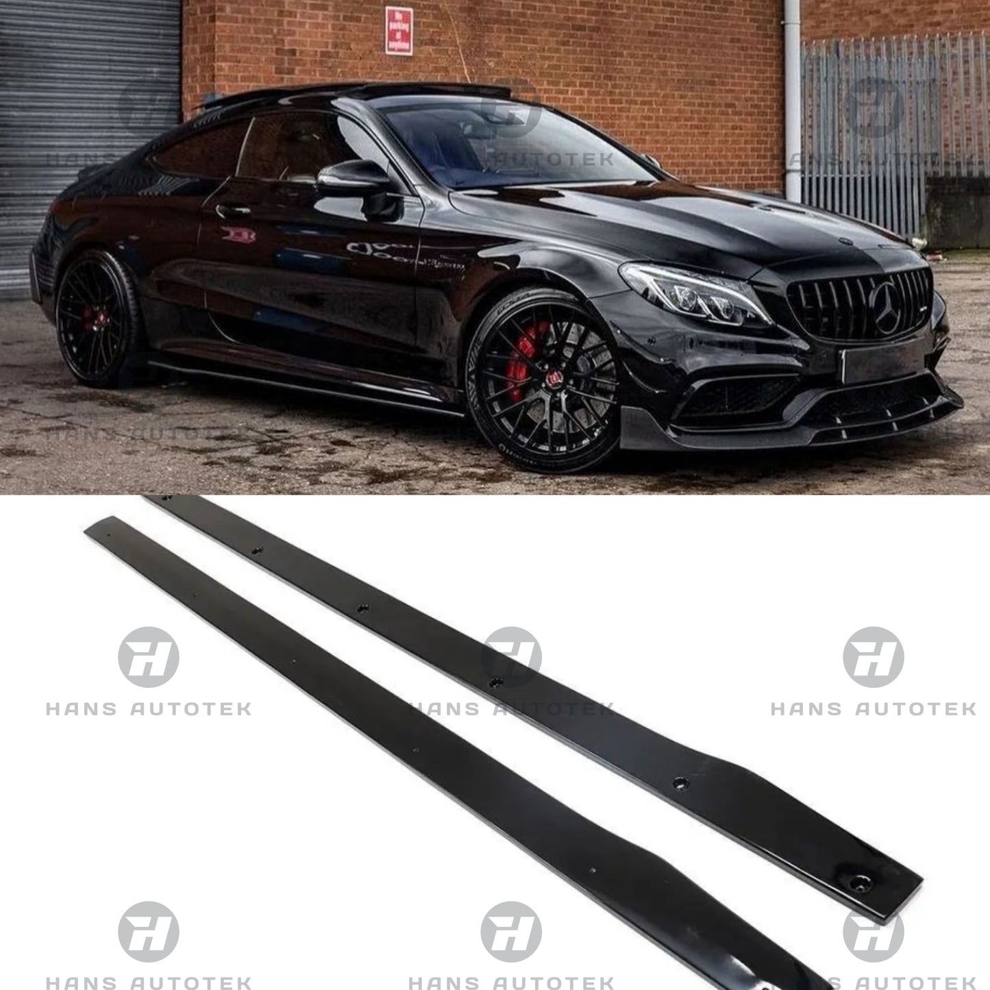 GLOSS BLACK SIDE SKIRTS EXTENSION LIP FOR BENZ CClass W205 C205 C300 C43 C63 AMG
