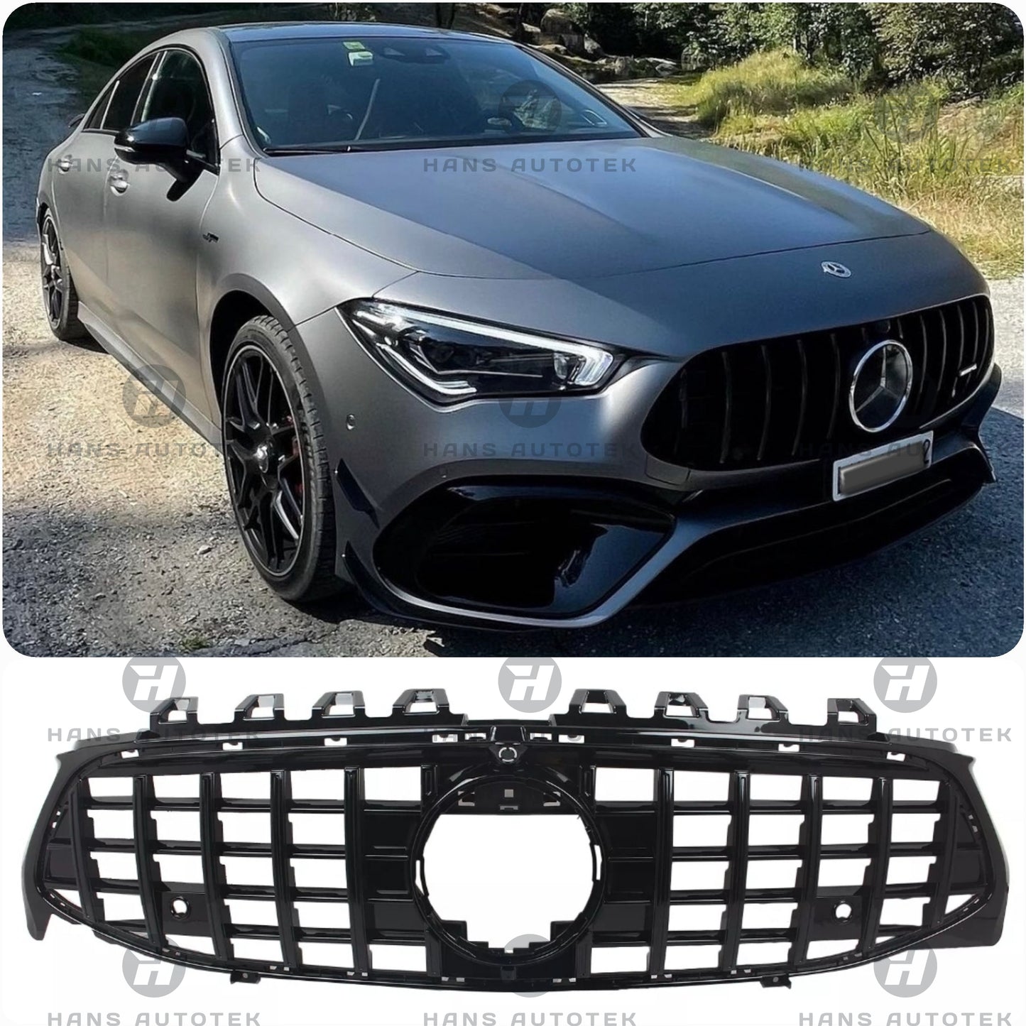 AMG GT Style Gloss Black Bumper Front Grill for Mercedes CLA W118 CLA35 ( 18-23)