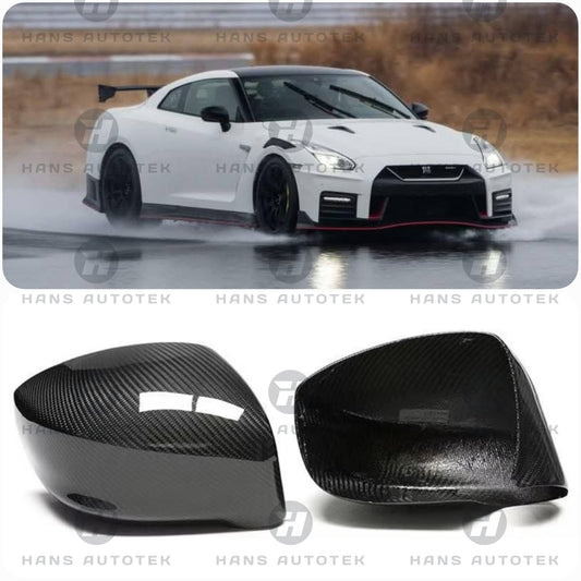 FULL PURE DRY CARBON FIBER MIRROR CAPS ADD ON FOR NISSAN GTR R35 NISMO (2007-2025)
