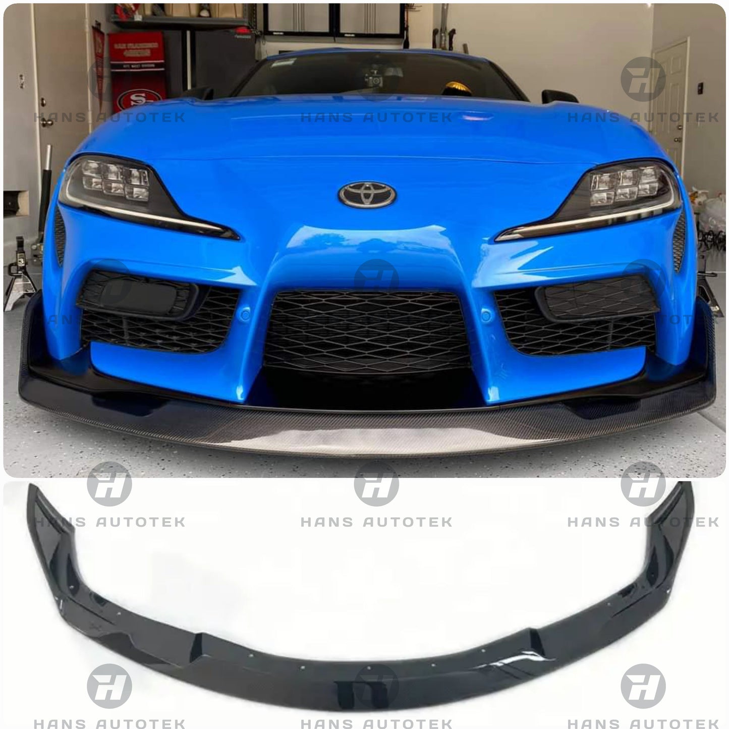 CARBON FIBER AM STYLE FRONT LIP SPLITTER FOR TOYOTA SUPRA MK5 A90 GR GTS 2019-UP