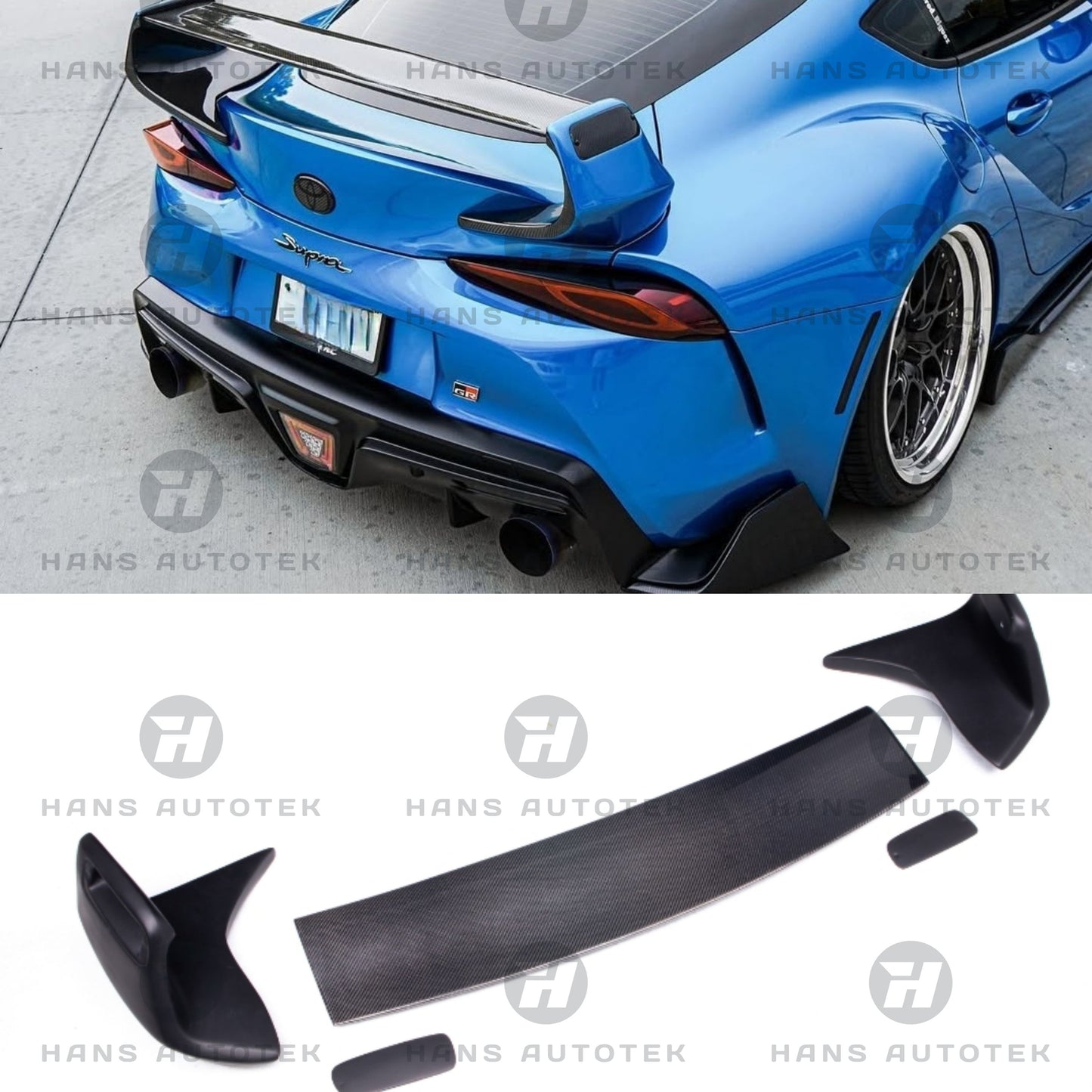 REAL CARBON FIBER STREET H STYLE REAR TRUNK WING FOR TOYOTA SUPRA MK5 A90 GR GTS